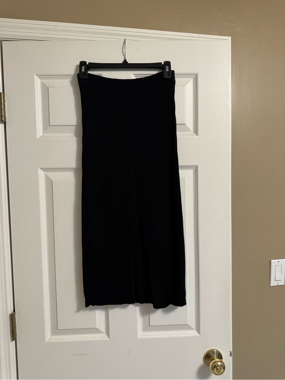 Free People Black Ribbed Midi Skirt